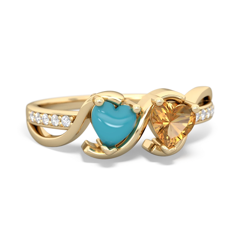 Turquoise Side By Side 14K Yellow Gold ring R3090