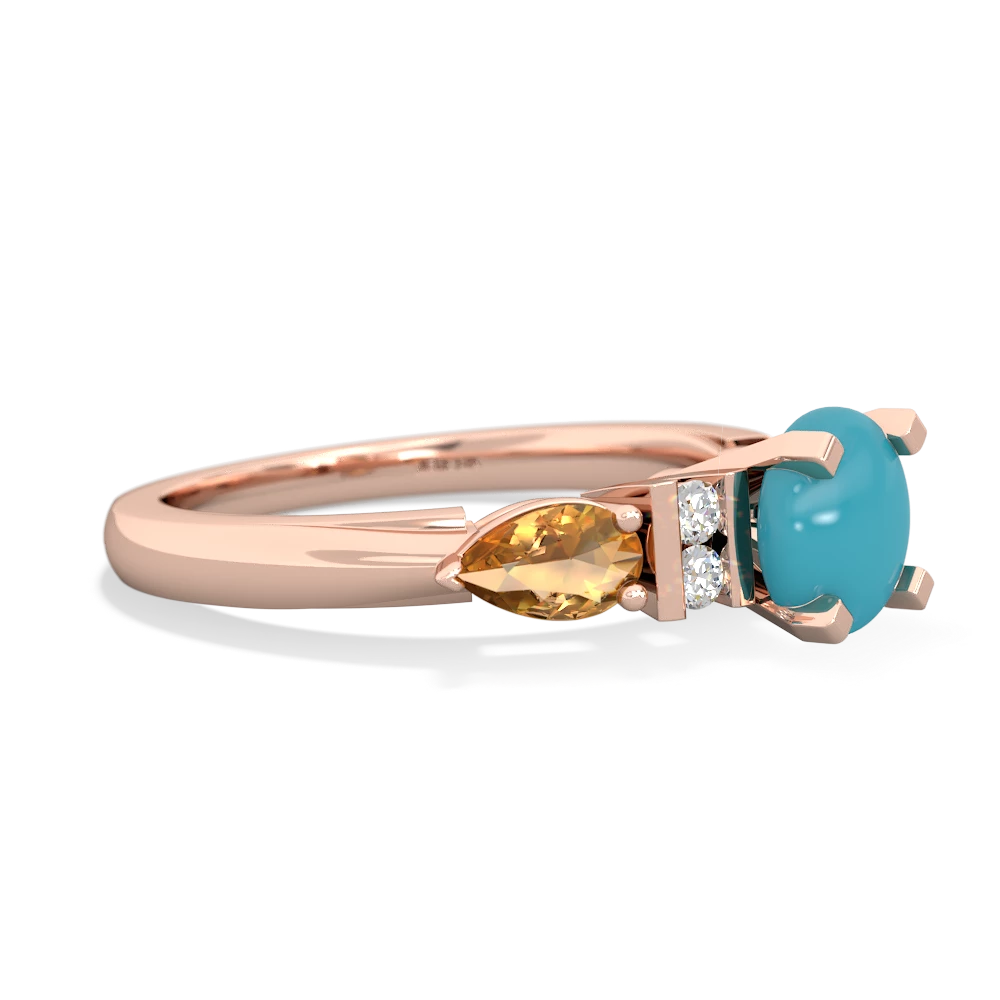 Turquoise 6Mm Round Eternal Embrace Engagement 14K Rose Gold ring R2005