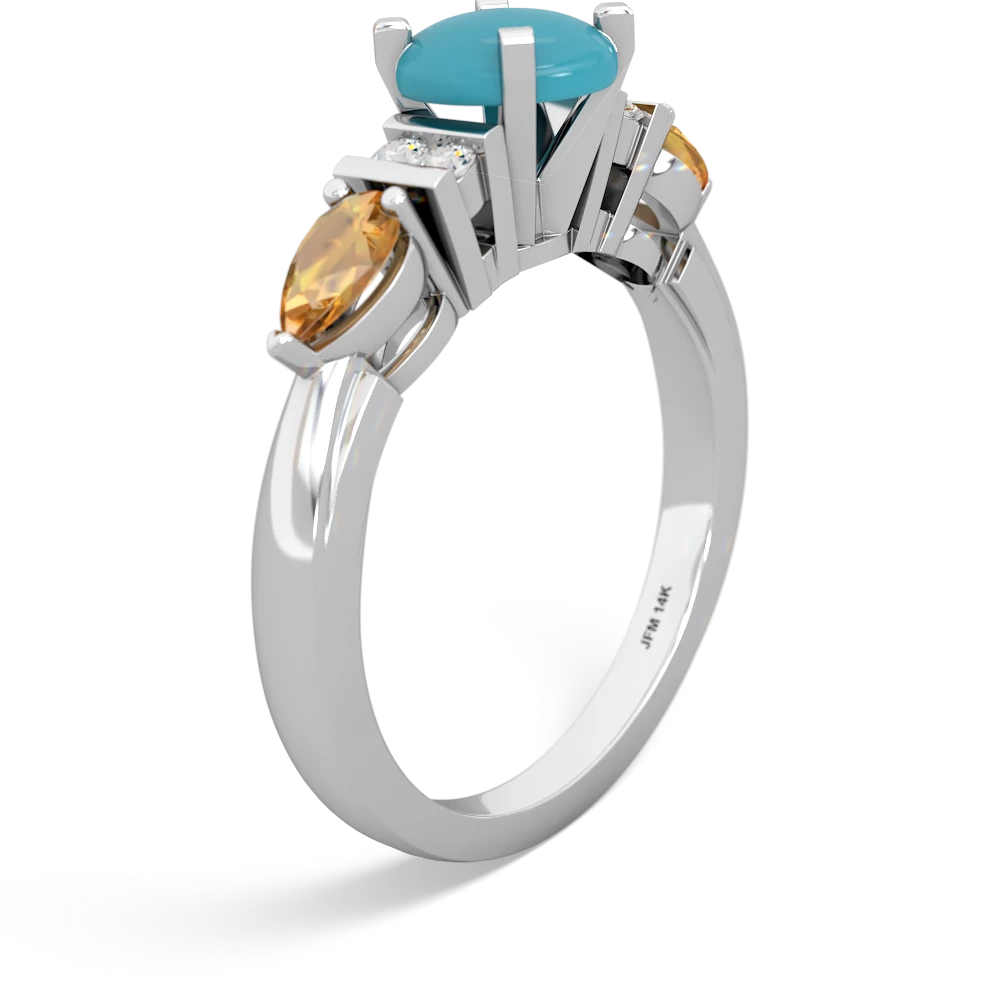 Turquoise 6Mm Round Eternal Embrace Engagement 14K White Gold ring R2005