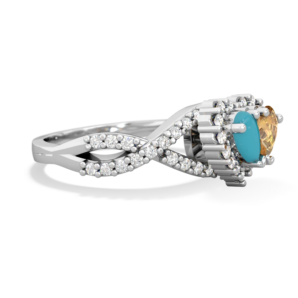 Turquoise Diamond Twist 'One Heart' 14K White Gold ring R2640HRT