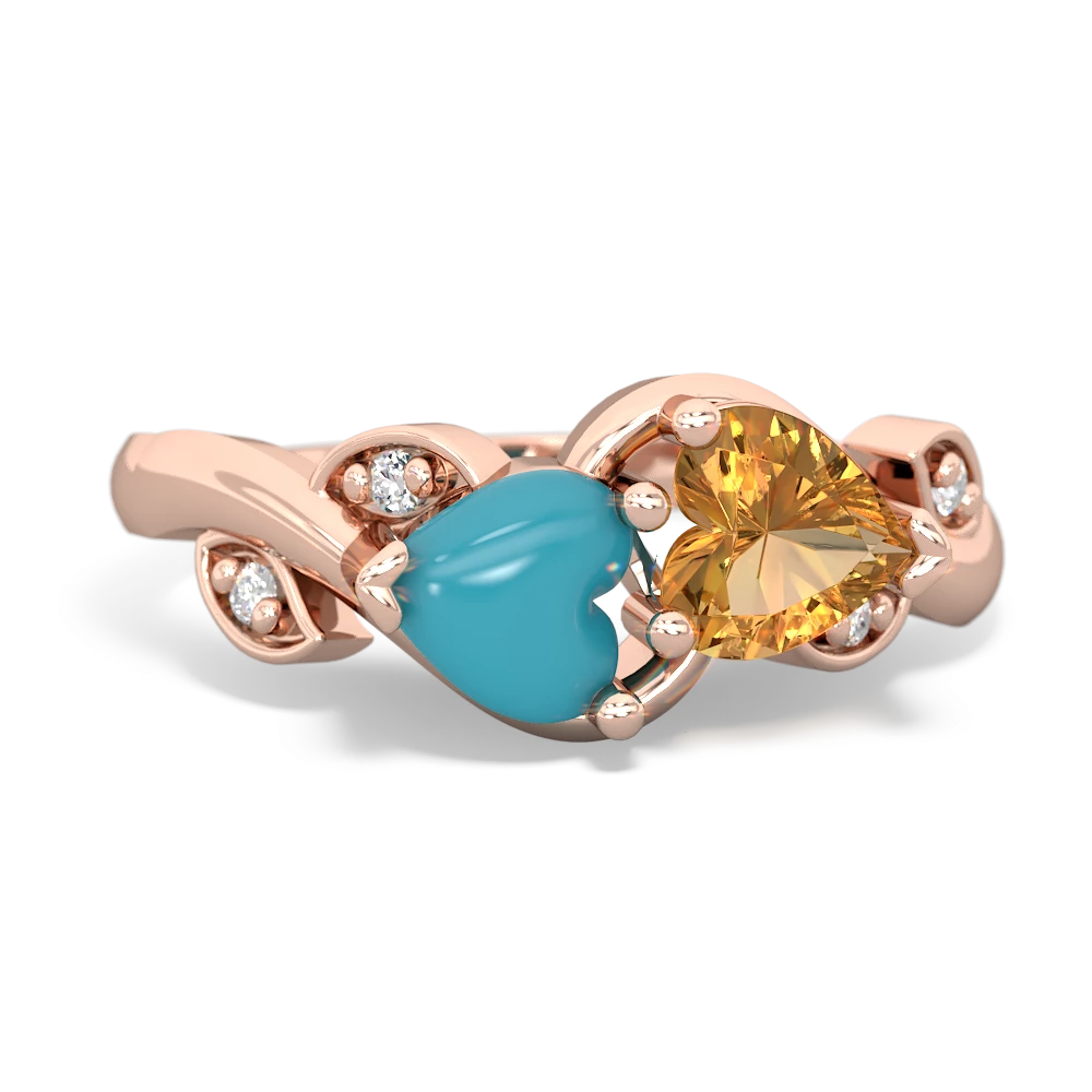 Turquoise Floral Elegance 14K Rose Gold ring R5790