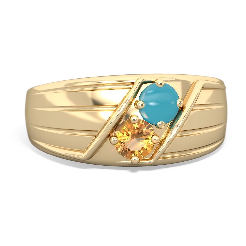 Turquoise Men's Streamline 14K Yellow Gold ring R0460