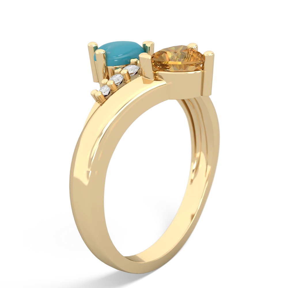 Turquoise Heart To Heart 14K Yellow Gold ring R2064