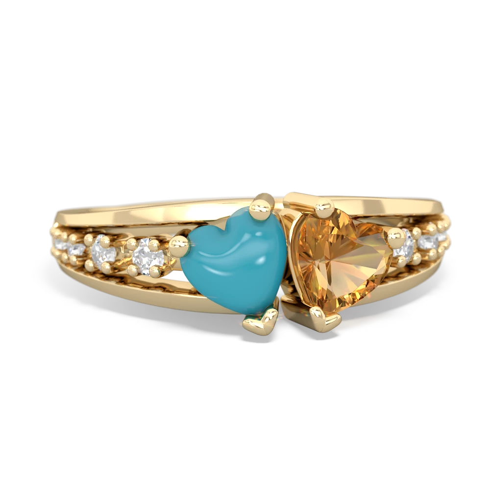 Turquoise Heart To Heart 14K Yellow Gold ring R3342