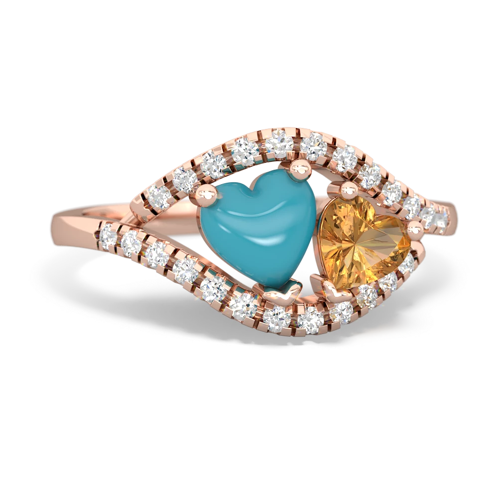 Turquoise Mother And Child 14K Rose Gold ring R3010
