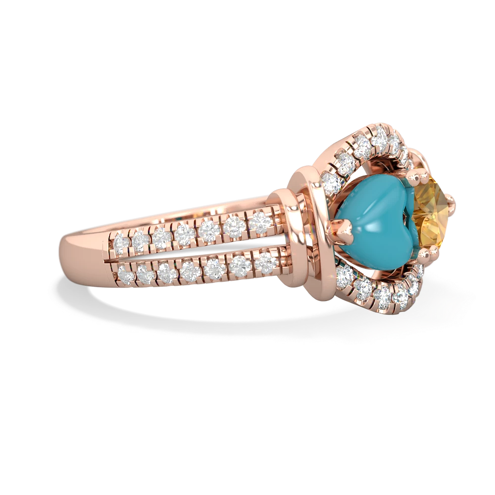Turquoise Art-Deco Keepsake 14K Rose Gold ring R5630
