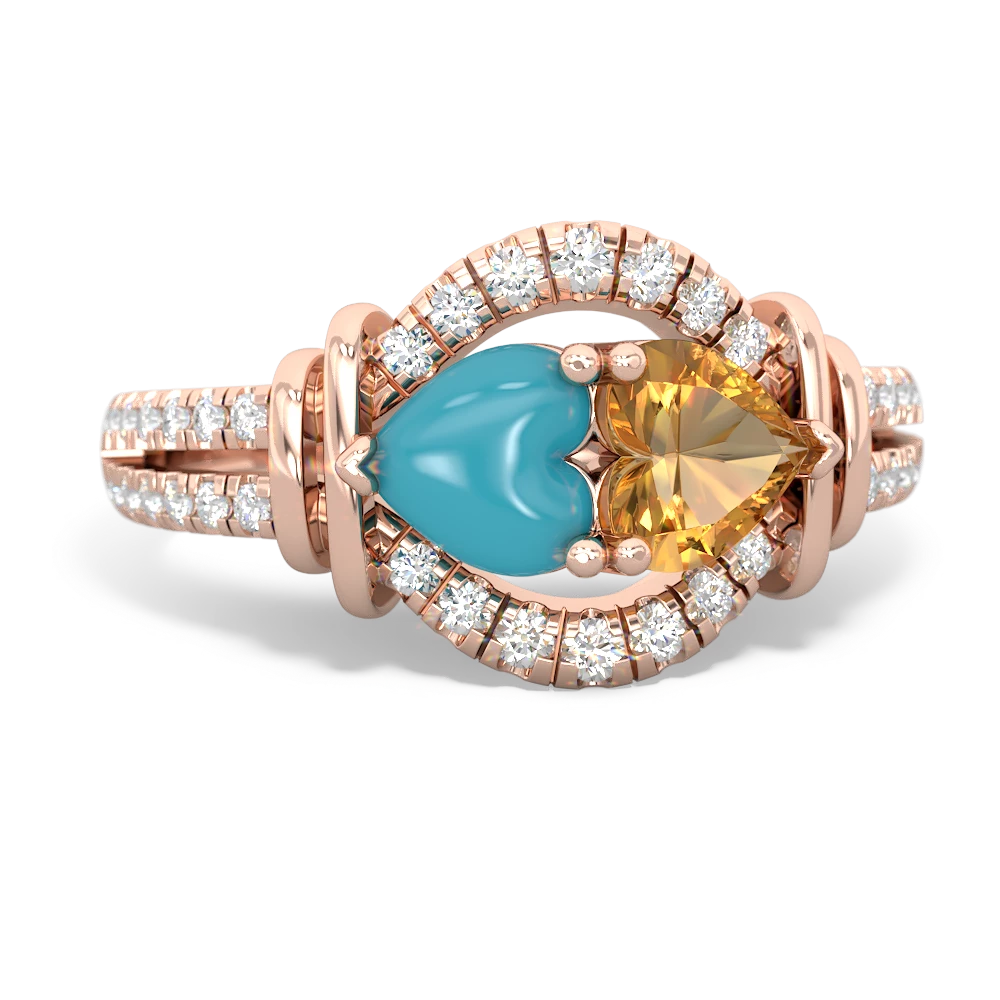 Turquoise Art-Deco Keepsake 14K Rose Gold ring R5630