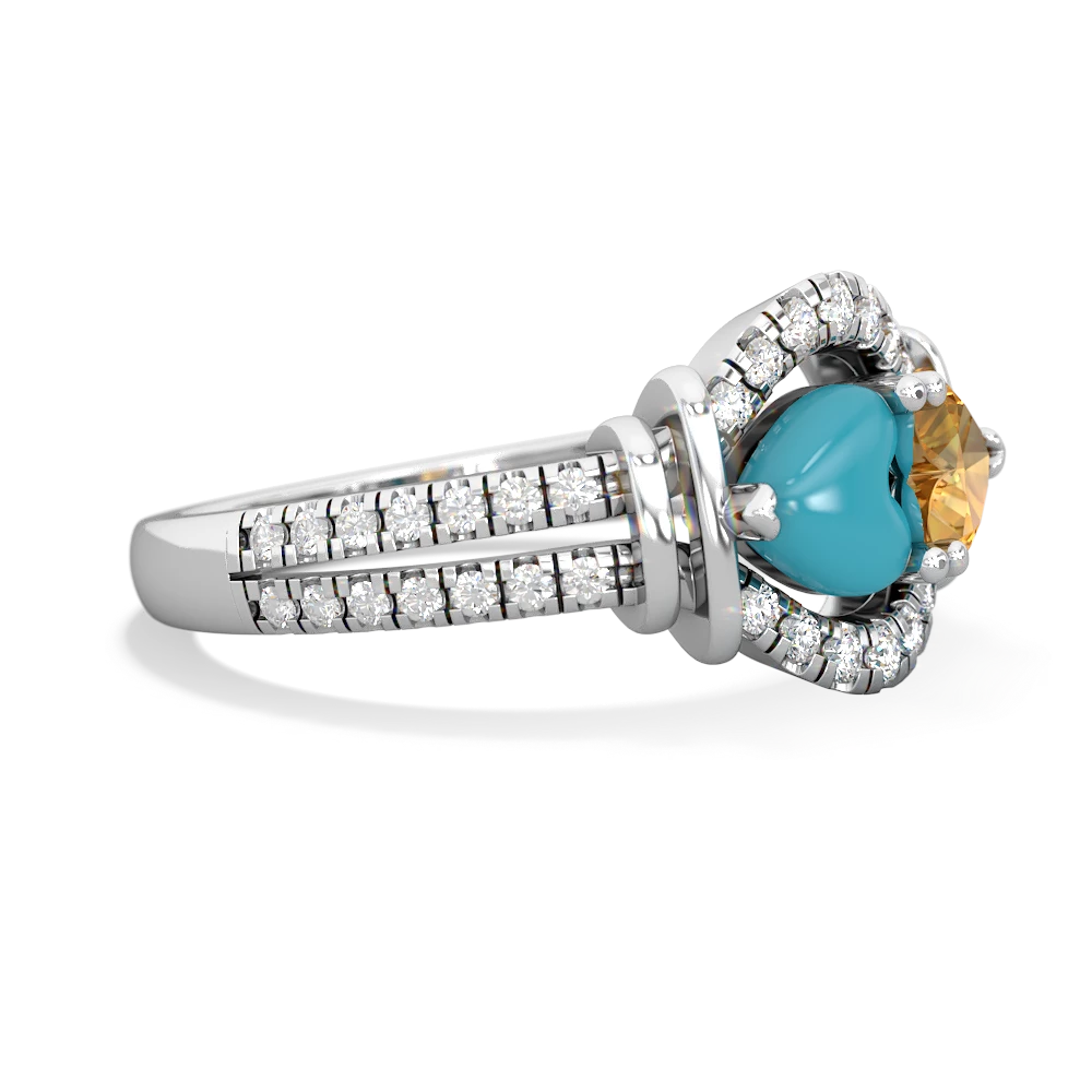 Turquoise Art-Deco Keepsake 14K White Gold ring R5630