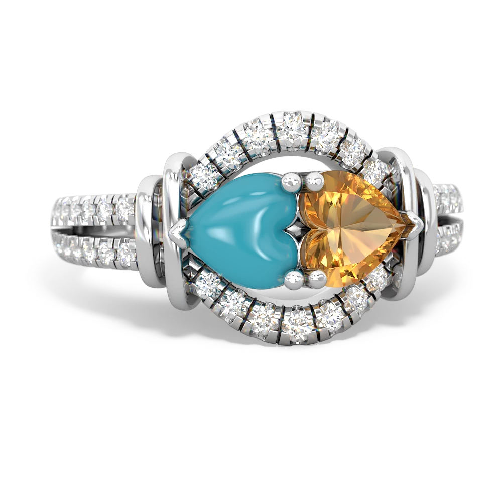 Turquoise Art-Deco Keepsake 14K White Gold ring R5630