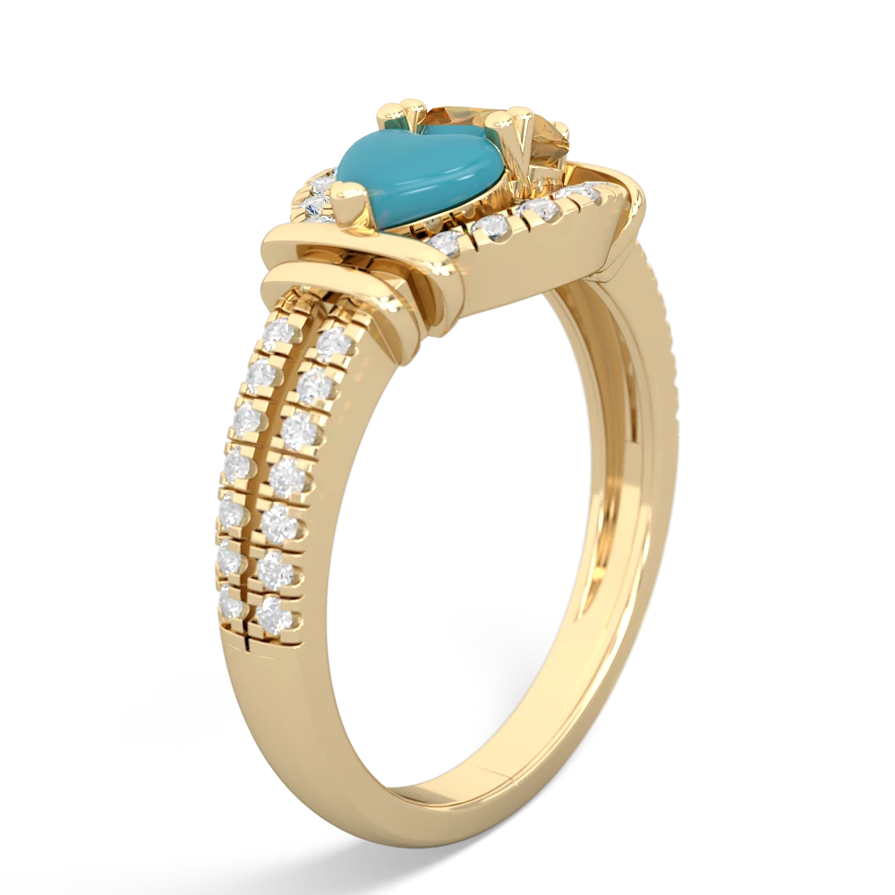 Turquoise Art-Deco Keepsake 14K Yellow Gold ring R5630