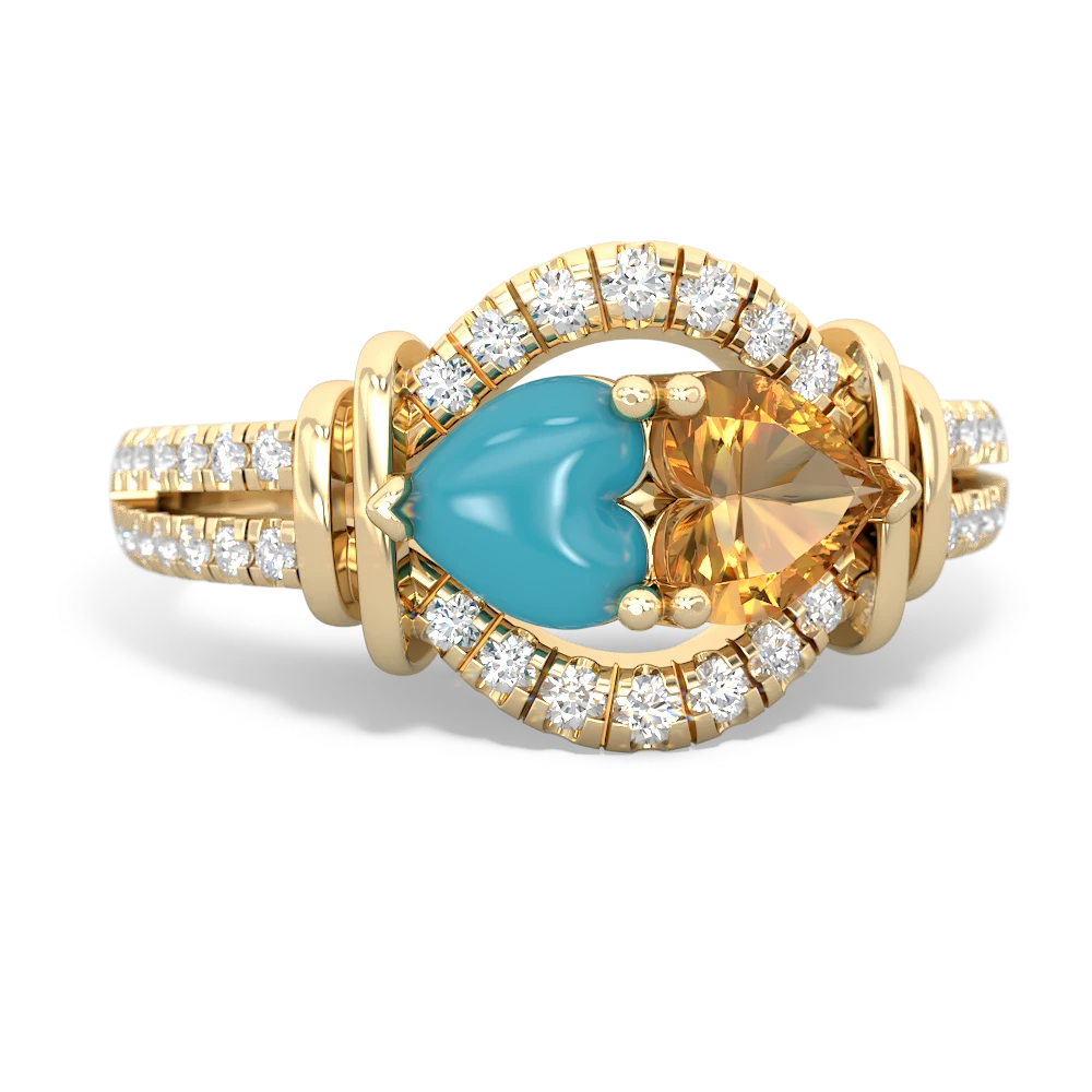 Turquoise Art-Deco Keepsake 14K Yellow Gold ring R5630