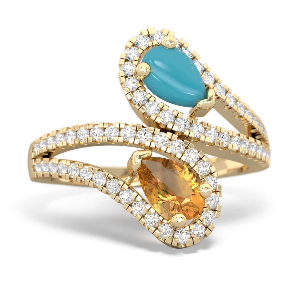 Turquoise Diamond Dazzler 14K Yellow Gold ring R3000