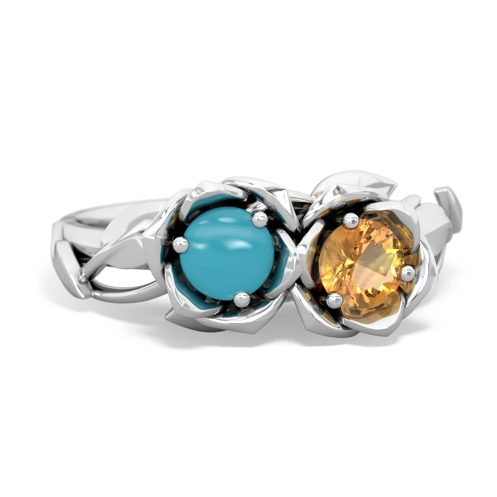 Turquoise Rose Garden 14K White Gold ring R5510