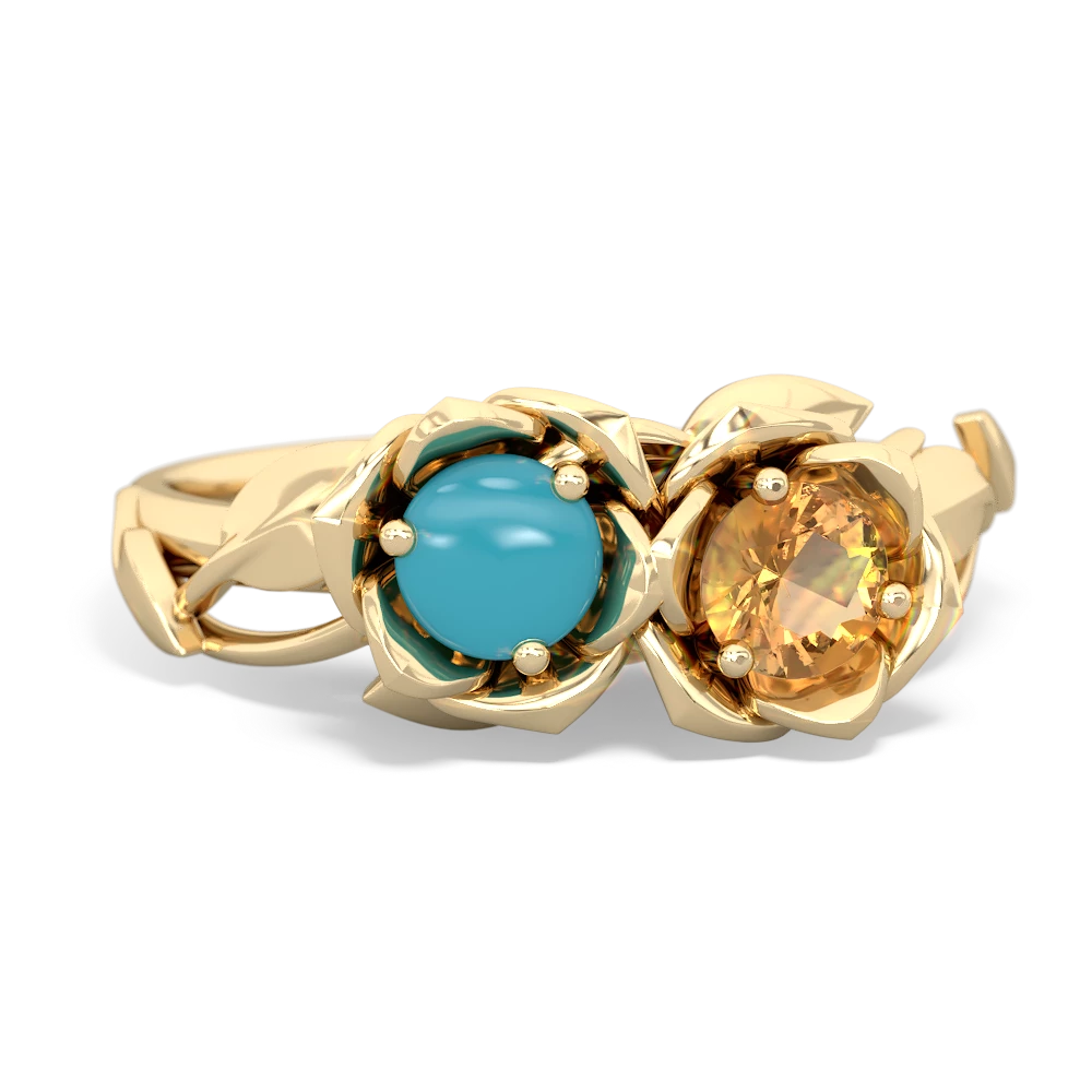 Turquoise Rose Garden 14K Yellow Gold ring R5510