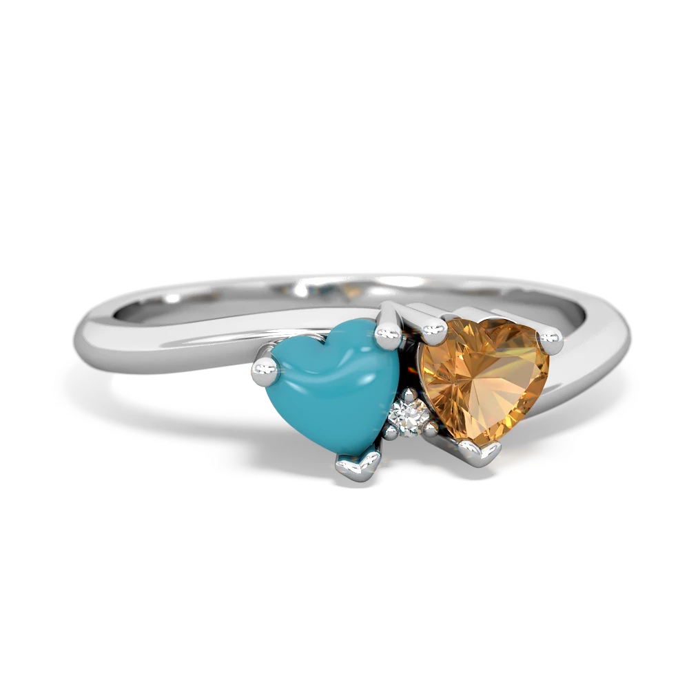 Turquoise Sweethearts 14K White Gold ring R5260