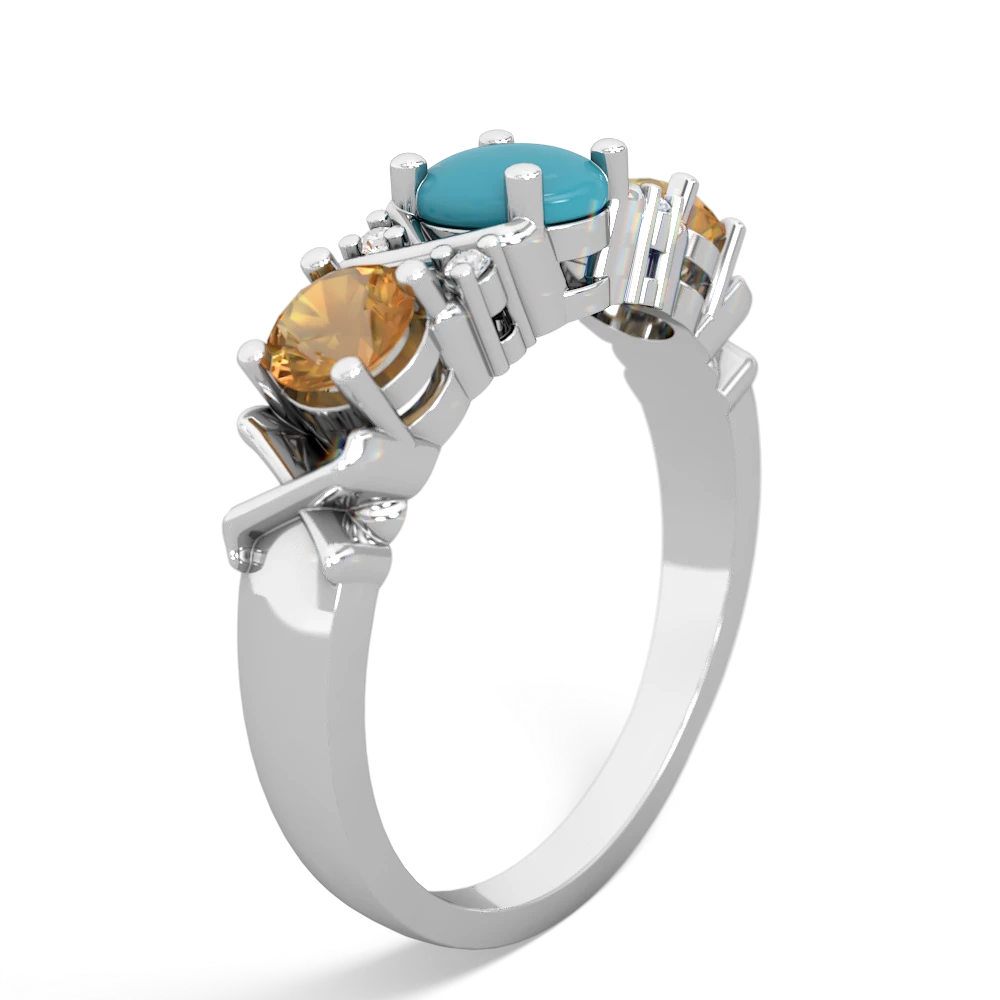 Turquoise Hugs And Kisses 14K White Gold ring R5016