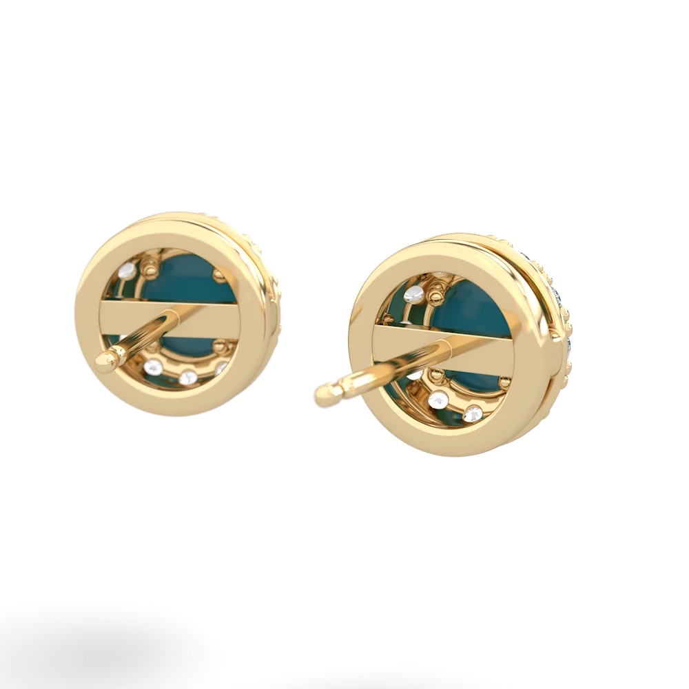 Turquoise Diamond Halo 14K Yellow Gold earrings E5370