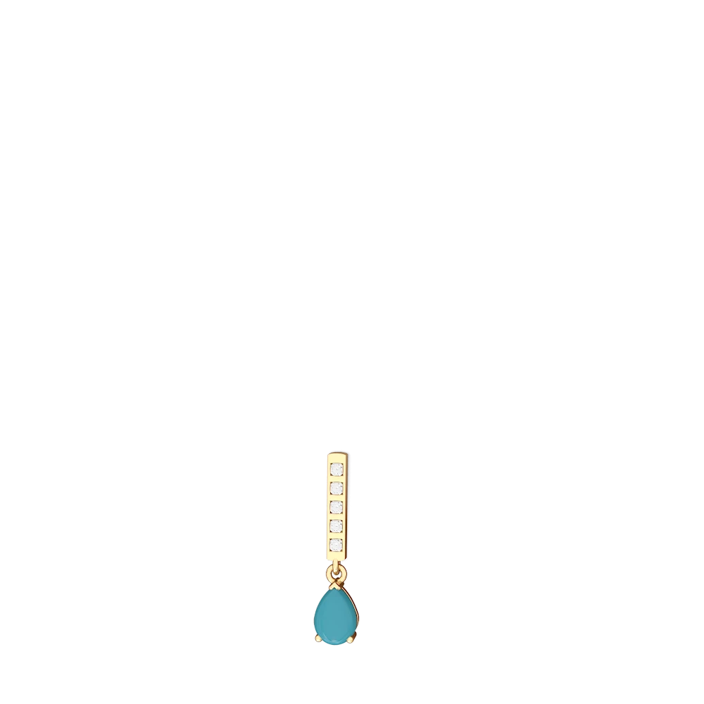 Turquoise Art Deco Diamond Drop 14K Yellow Gold earrings E5324