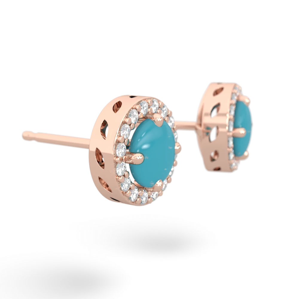 Turquoise Halo 14K Rose Gold earrings E5320