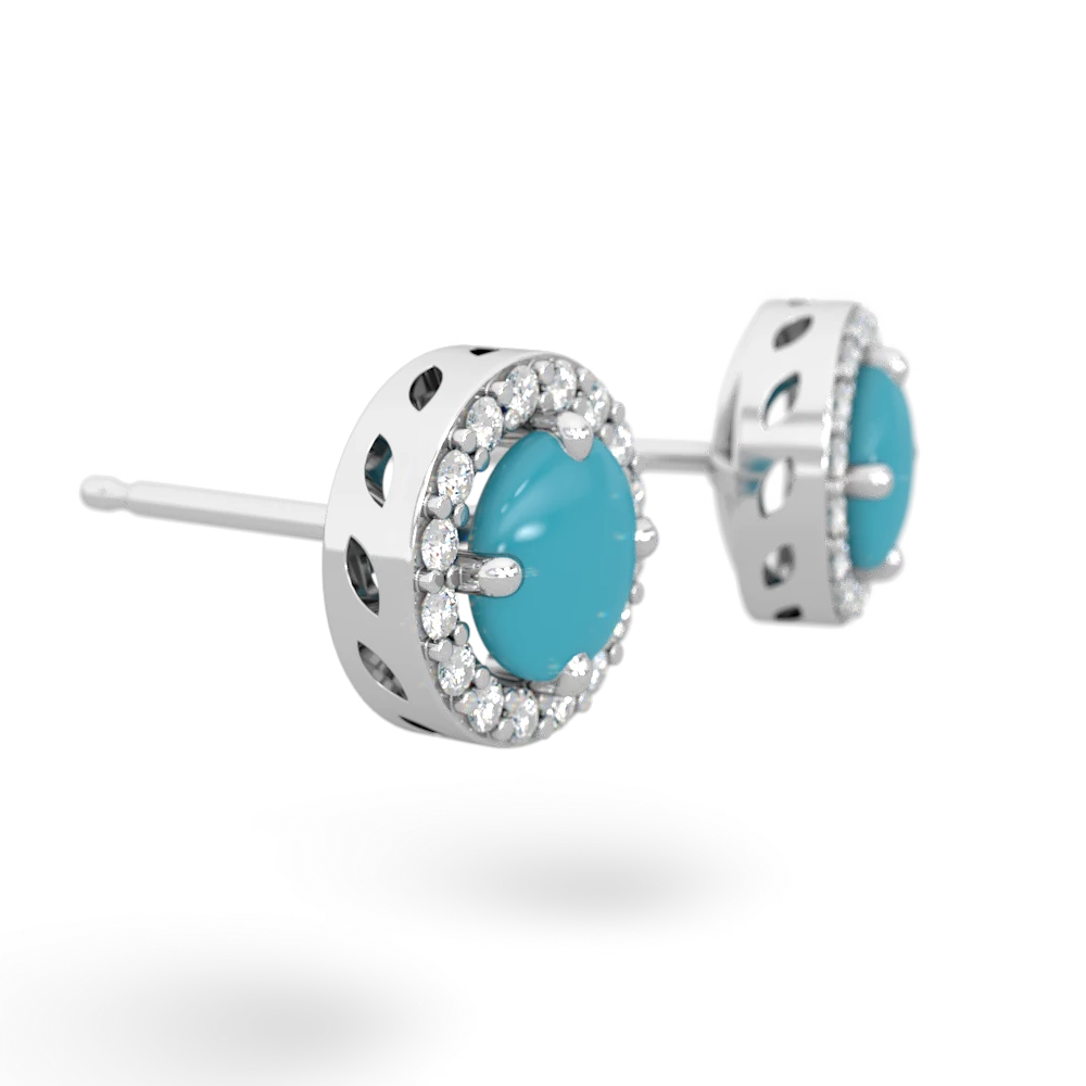 Turquoise Halo 14K White Gold earrings E5320