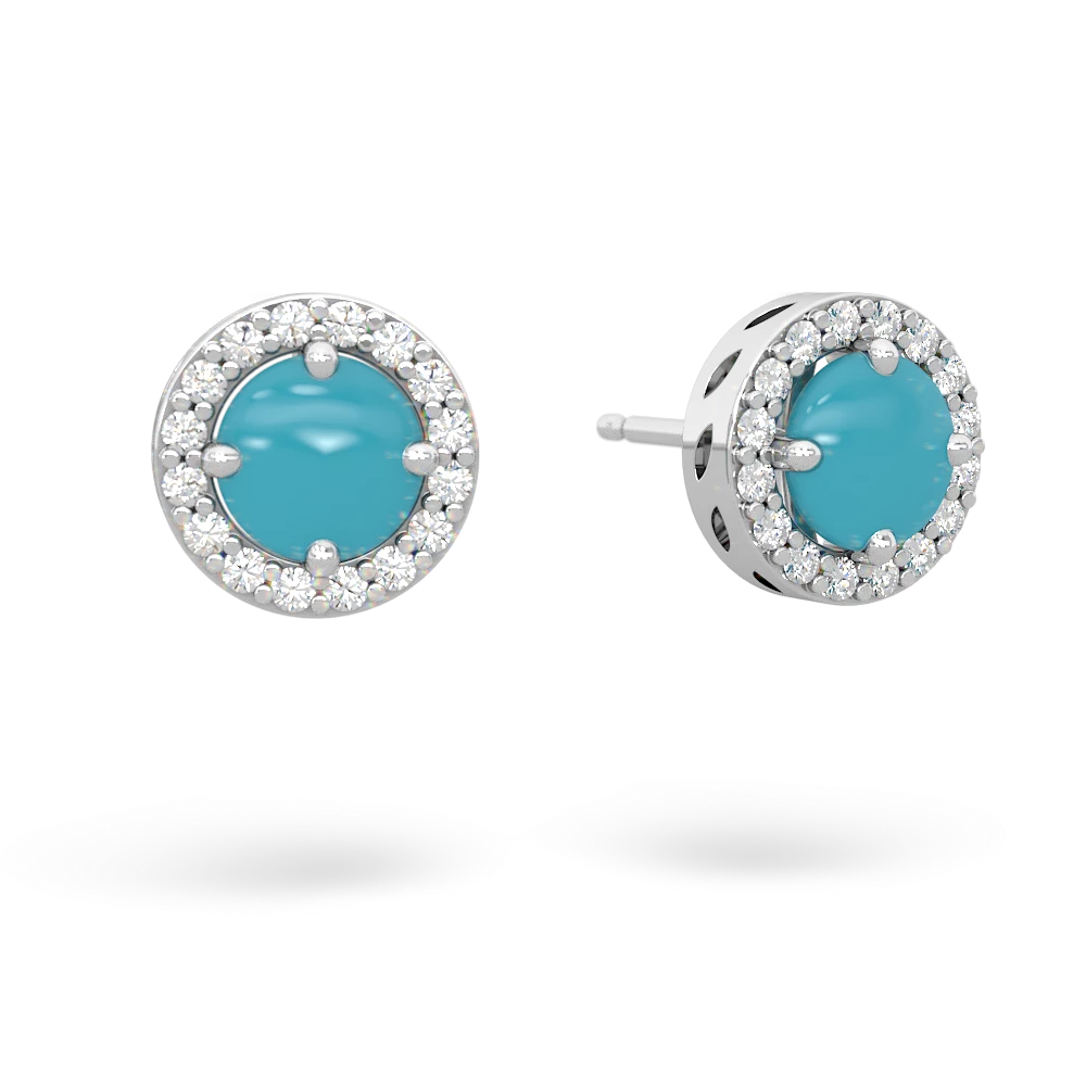 Turquoise Halo 14K White Gold earrings E5320