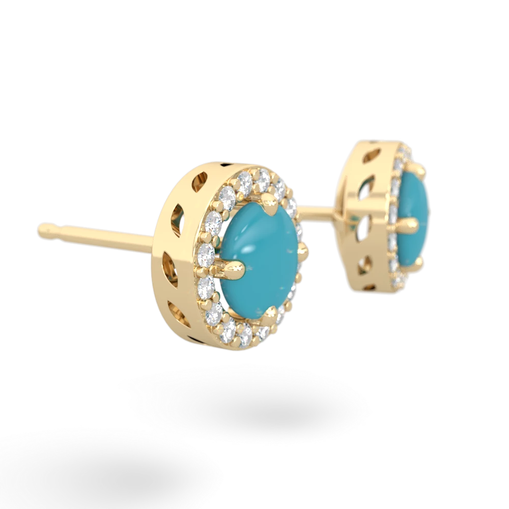 Turquoise Halo 14K Yellow Gold earrings E5320