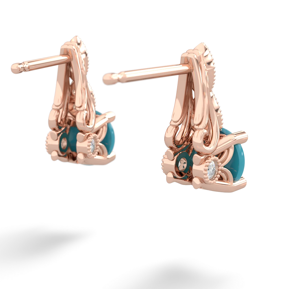 Turquoise Antique Elegance 14K Rose Gold earrings E3100