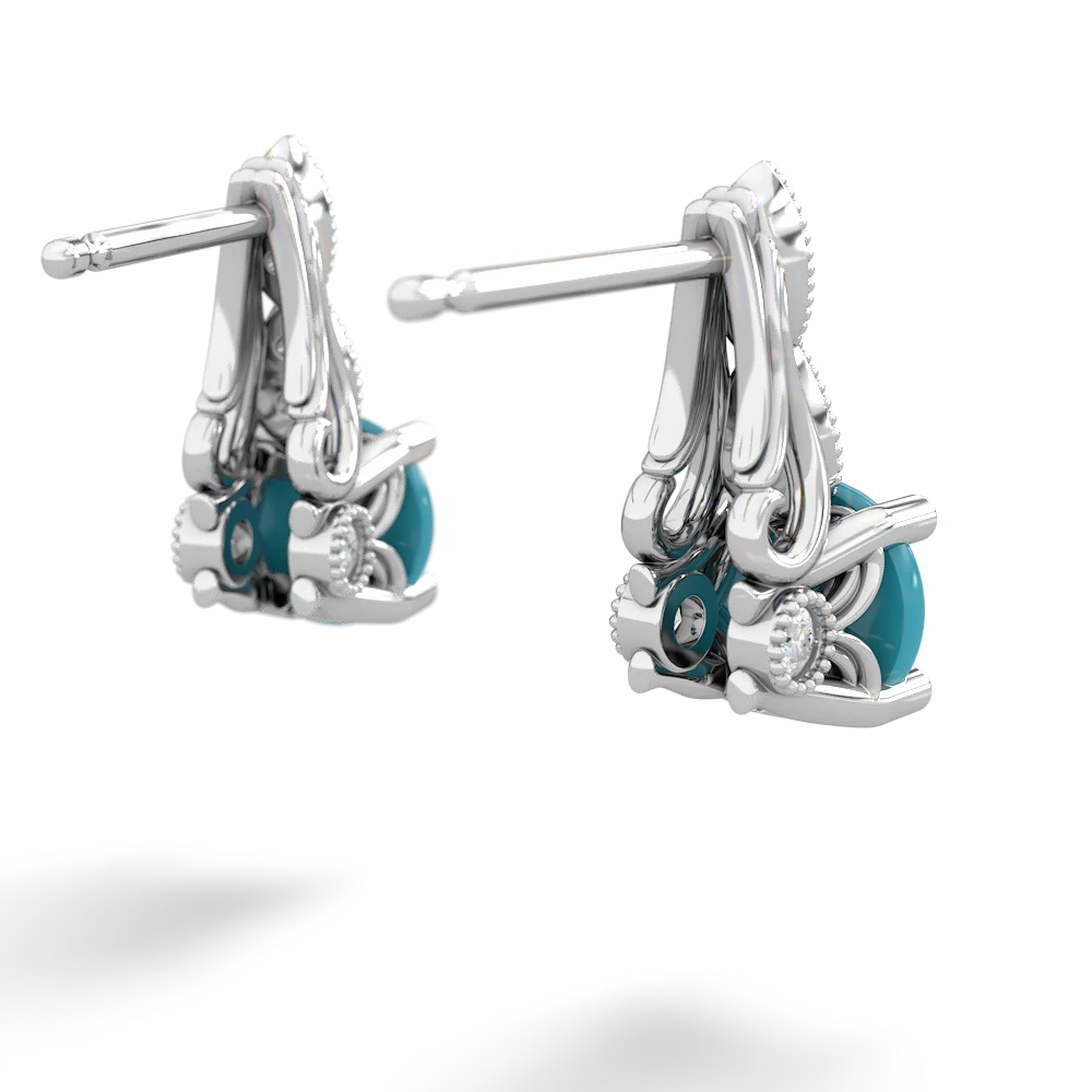 Turquoise Antique Elegance 14K White Gold earrings E3100