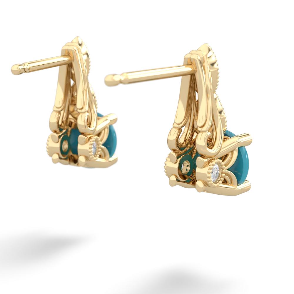 Turquoise Antique Elegance 14K Yellow Gold earrings E3100