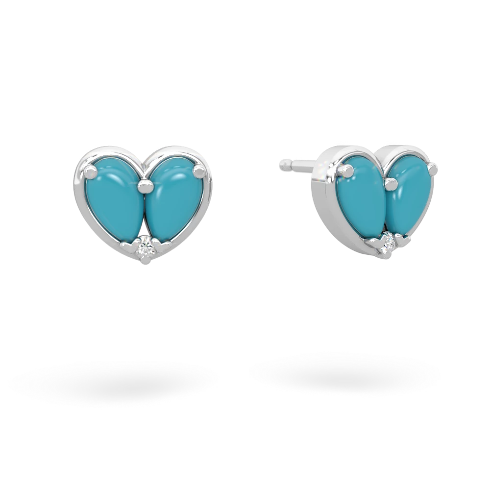 Turquoise 'Our Heart' 14K White Gold earrings E5072