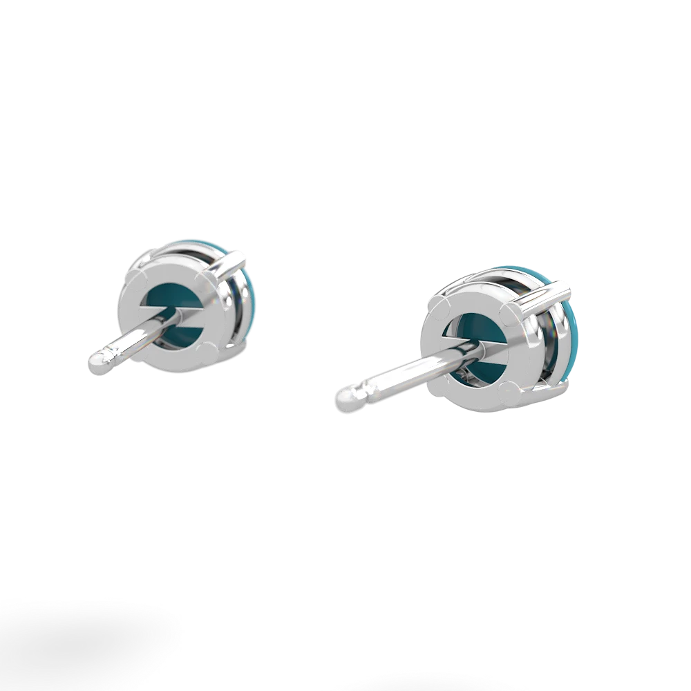 Turquoise 5Mm Round Stud 14K White Gold earrings E1785