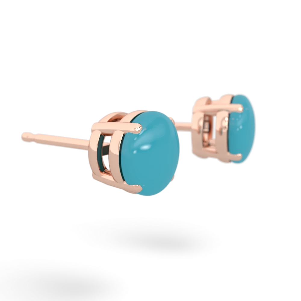 Turquoise 6Mm Round Stud 14K Rose Gold earrings E1786