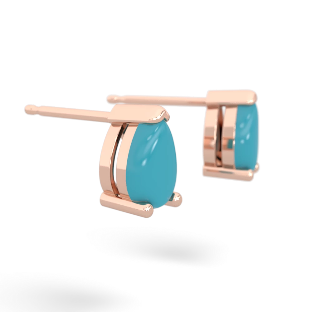 Turquoise Teardrop Stud 14K Rose Gold earrings E1793