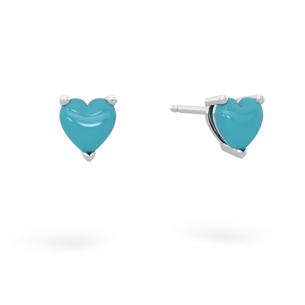 Turquoise 5Mm Heart Stud 14K White Gold earrings E1861