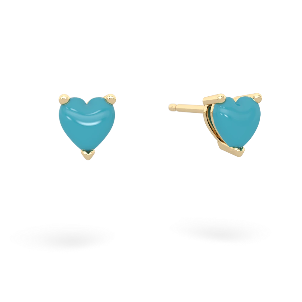 Turquoise 5Mm Heart Stud 14K Yellow Gold earrings E1861