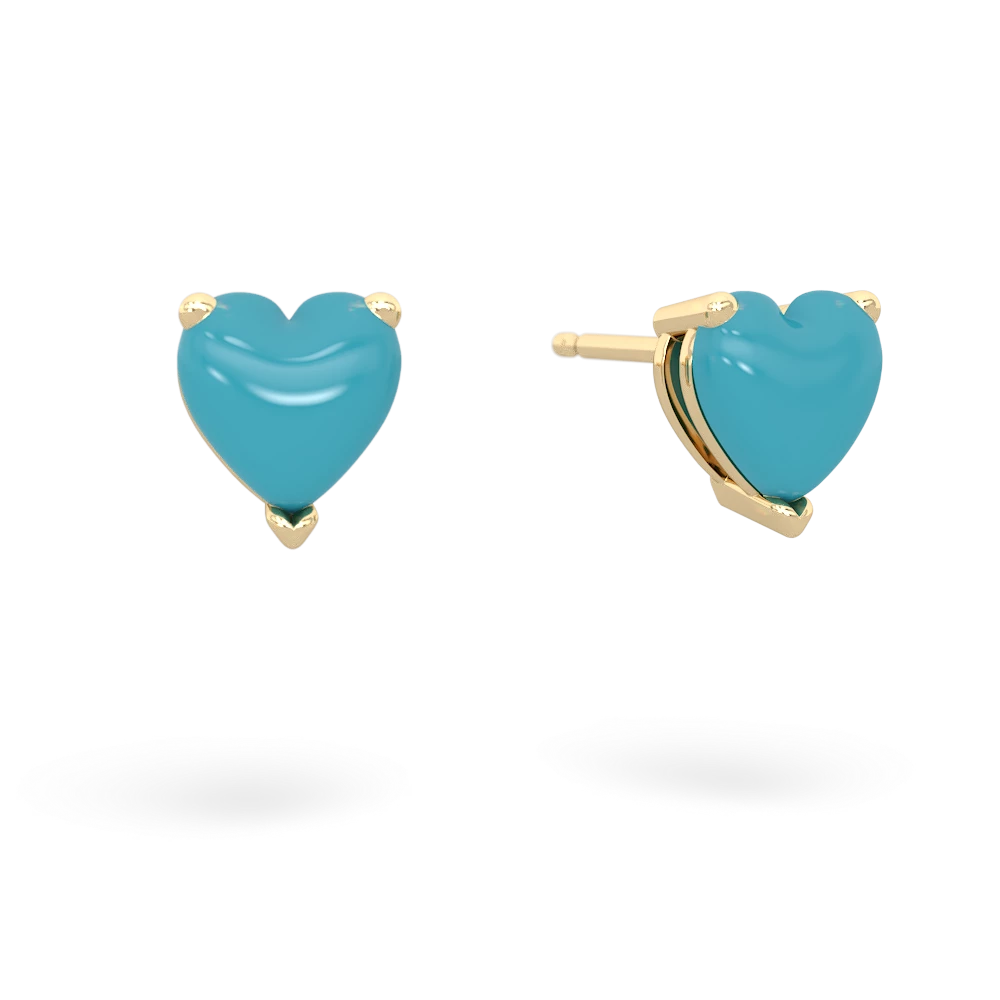 Turquoise 6Mm Heart Stud 14K Yellow Gold earrings E1862