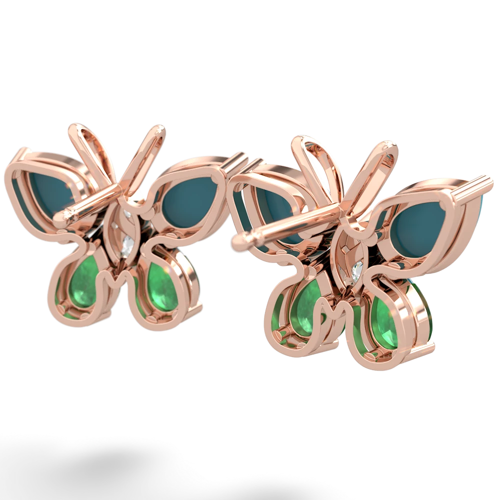 Turquoise Butterfly 14K Rose Gold earrings E2215