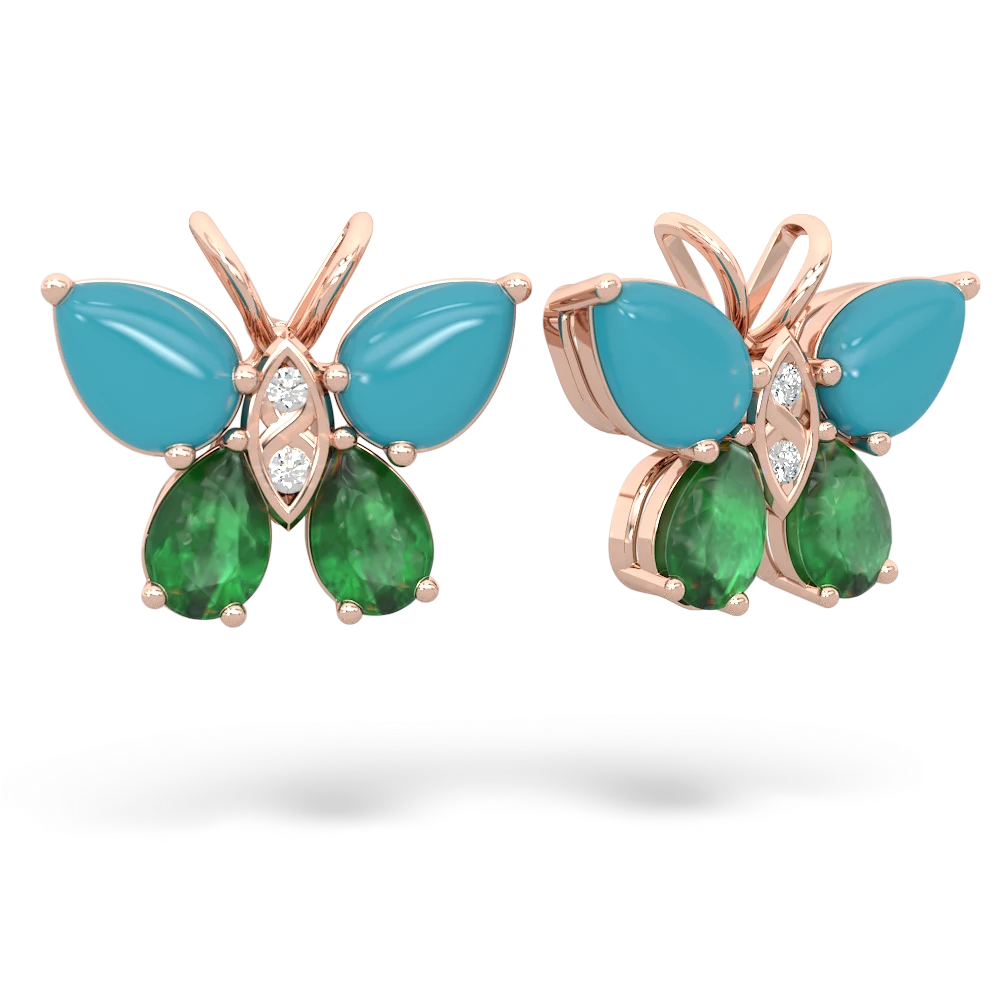 Turquoise Butterfly 14K Rose Gold earrings E2215