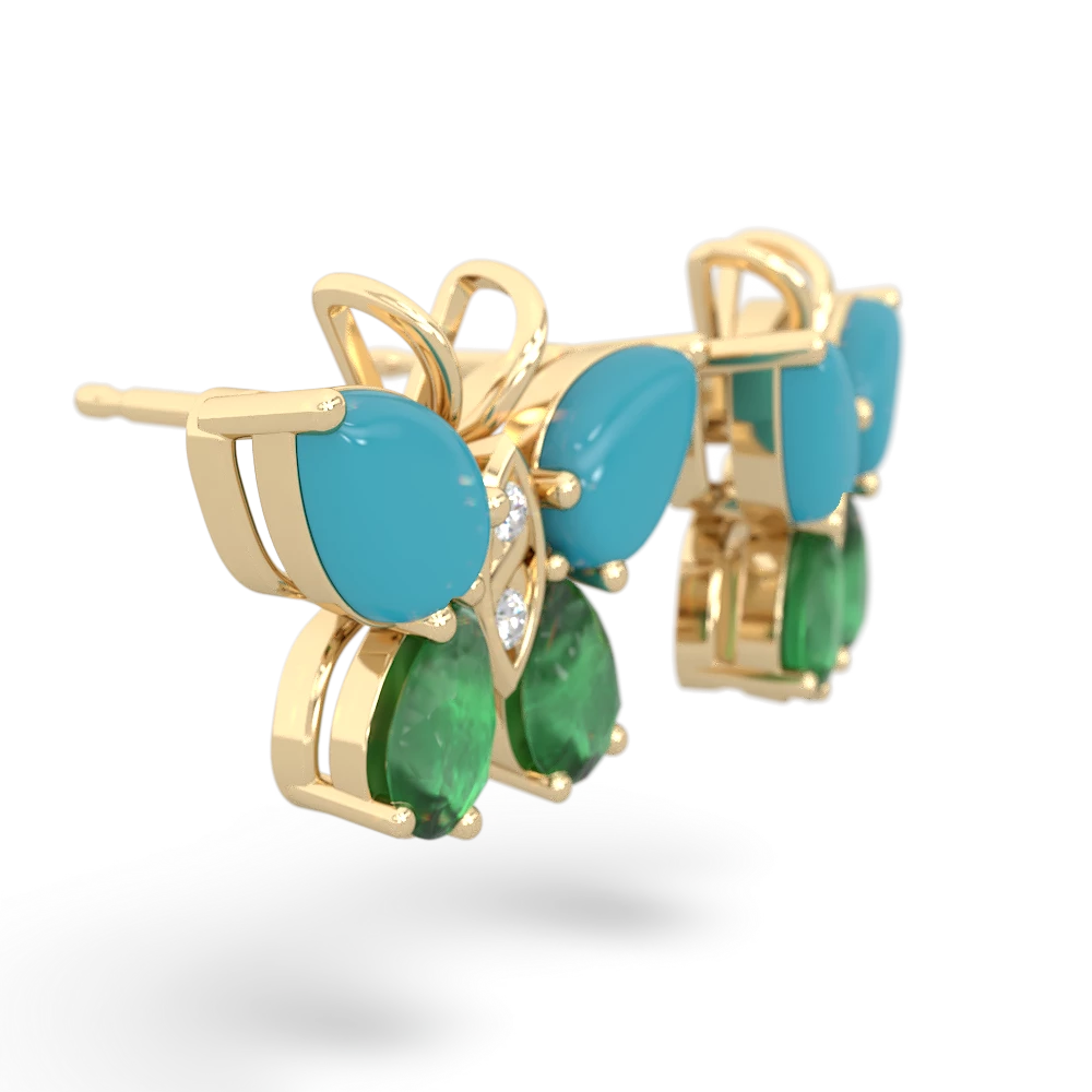 Turquoise Butterfly 14K Yellow Gold earrings E2215