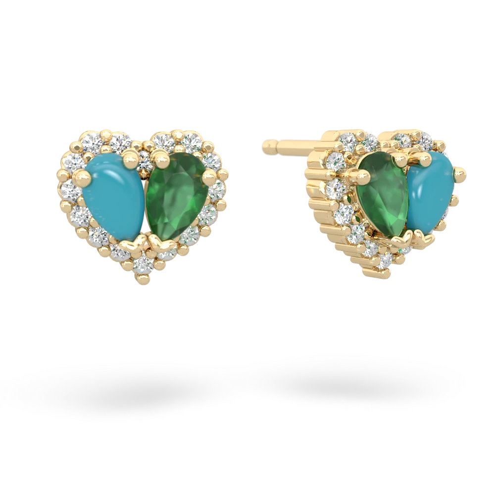 Turquoise Halo 14K Yellow Gold earrings E7008