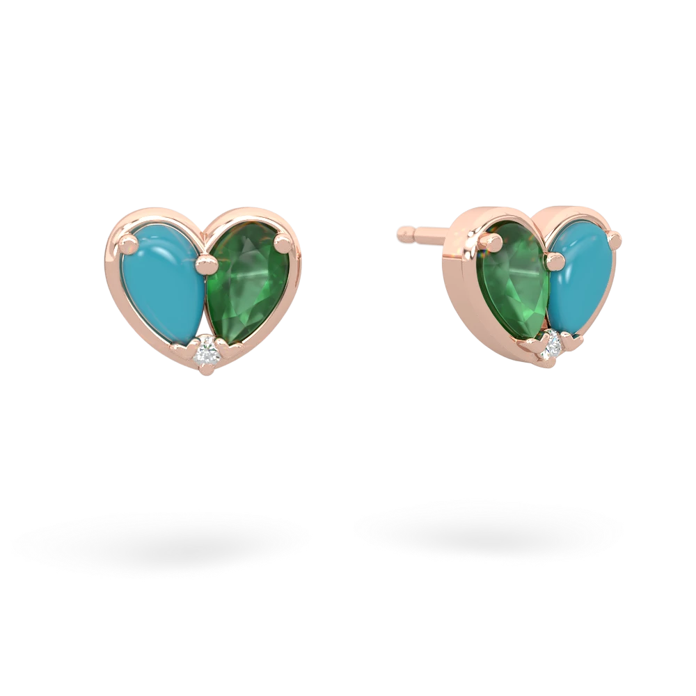 Turquoise 'Our Heart' 14K Rose Gold earrings E5072