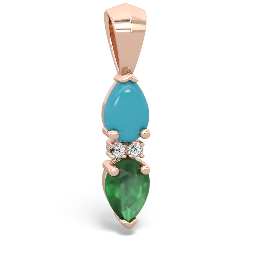 Turquoise Bowtie Drop 14K Rose Gold pendant P0865