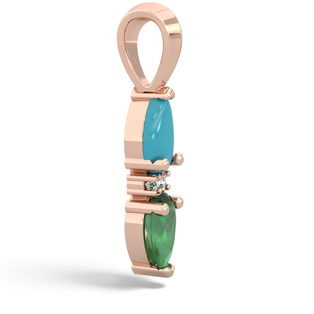 Turquoise Bowtie Drop 14K Rose Gold pendant P0865