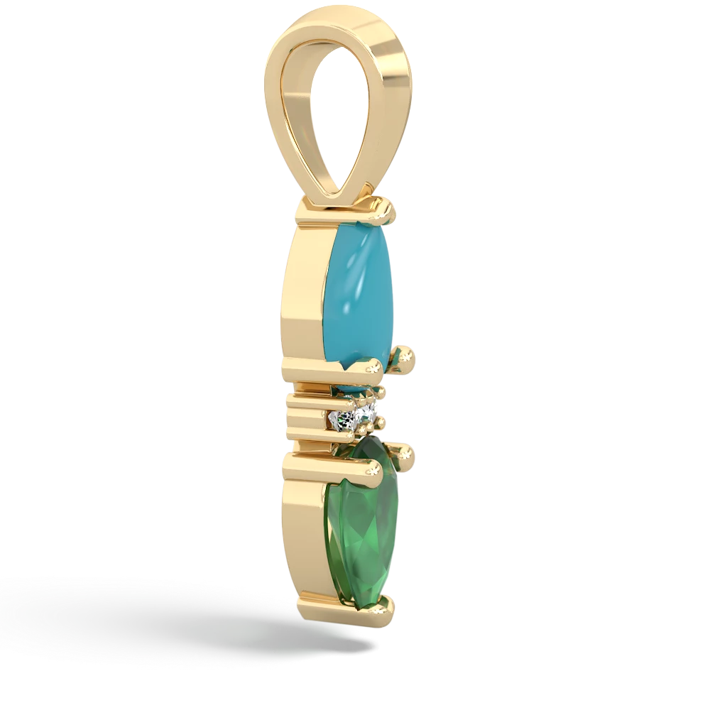 Turquoise Bowtie Drop 14K Yellow Gold pendant P0865