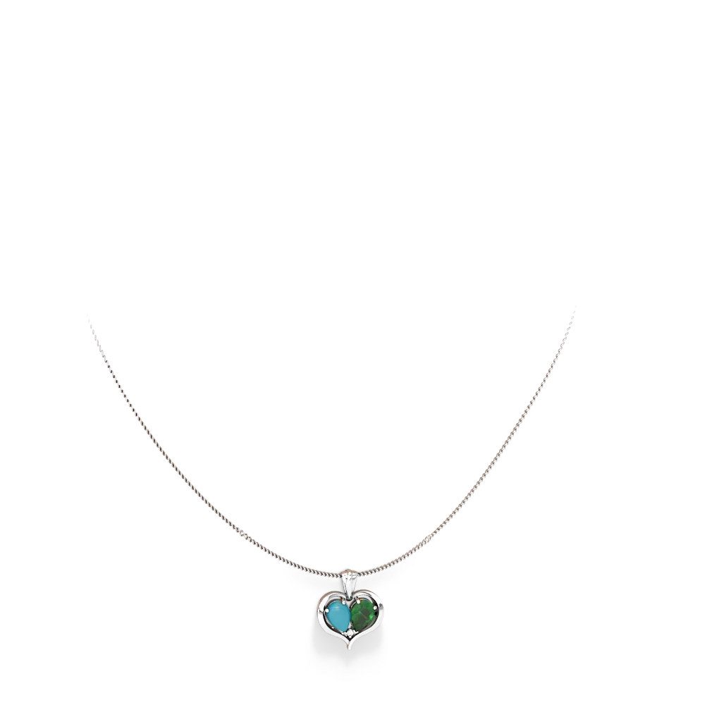 Turquoise Two Become One 14K White Gold pendant P5330