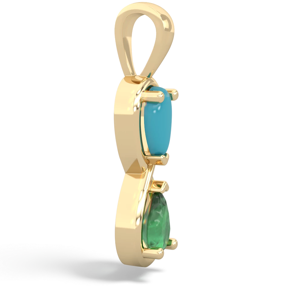 Turquoise Infinity 14K Yellow Gold pendant P5050