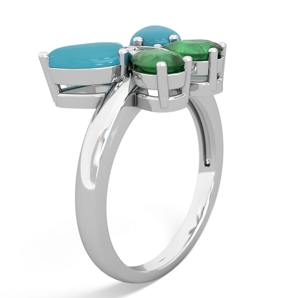 Turquoise Butterfly 14K White Gold ring R2215