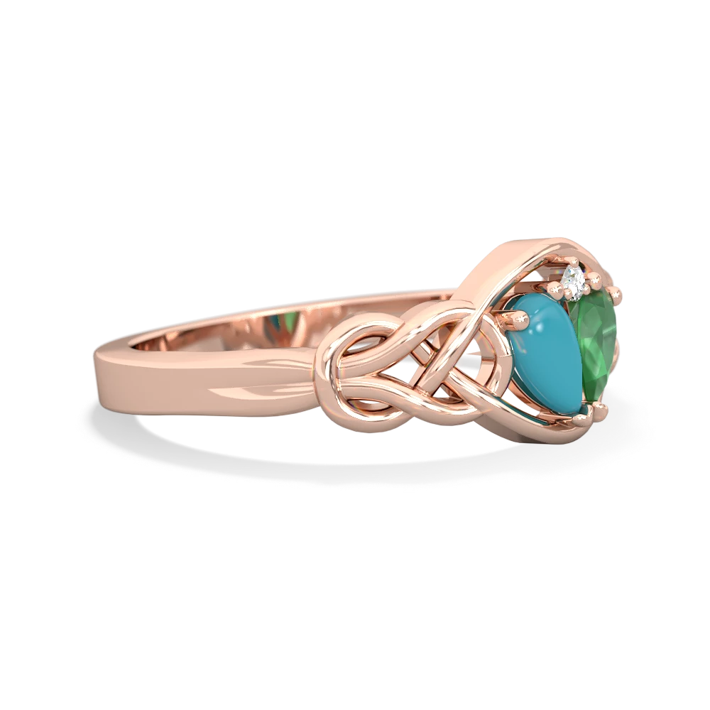 Turquoise Celtic Love Knot 14K Rose Gold ring R5420