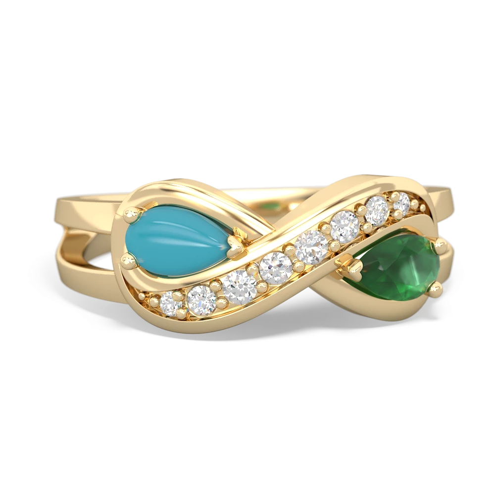 Turquoise Diamond Infinity 14K Yellow Gold ring R5390