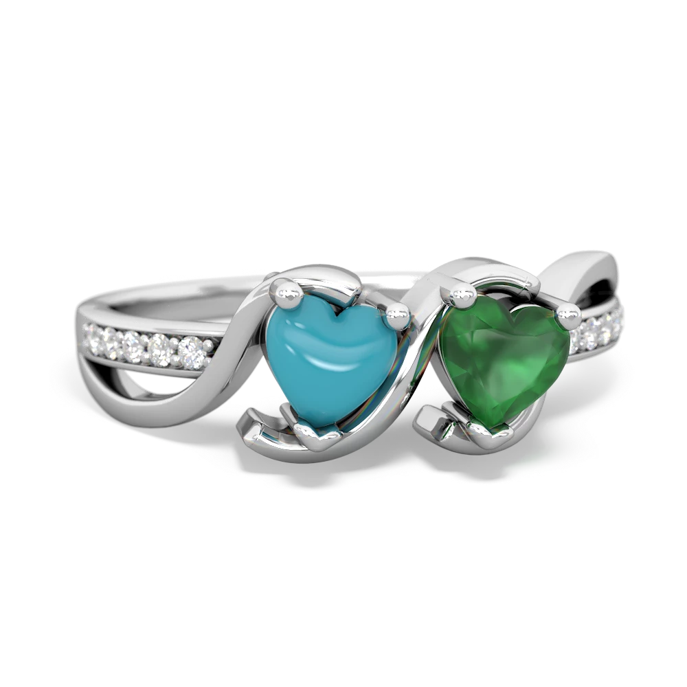 Turquoise Side By Side 14K White Gold ring R3090